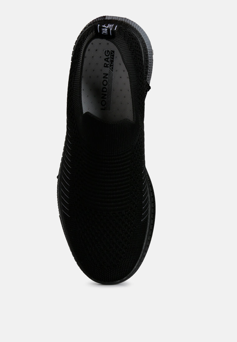 men's plumers knitted slip on walking shoes#color_black