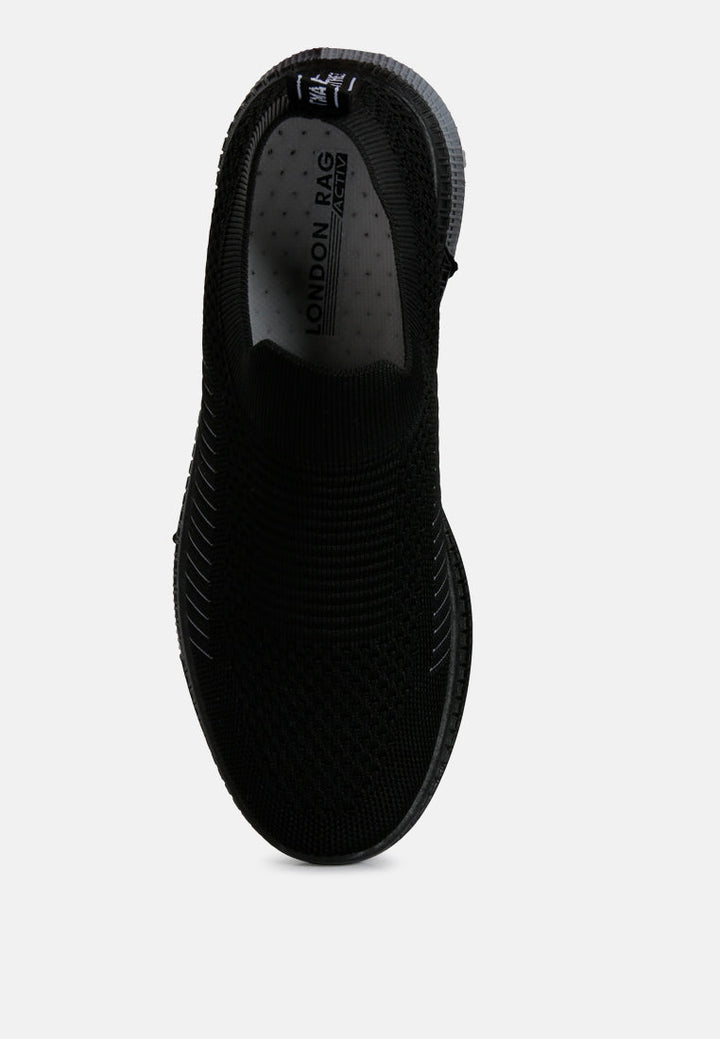 men's plumers knitted slip on walking shoes#color_black
