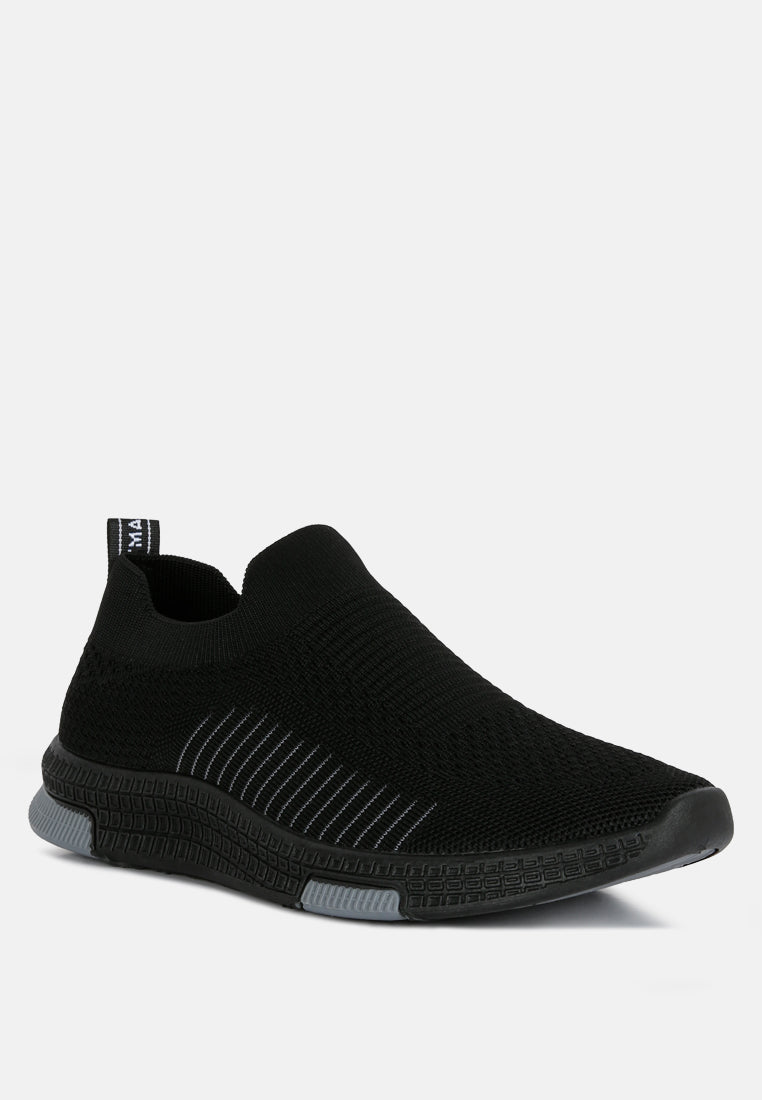 men's plumers knitted slip on walking shoes#color_black
