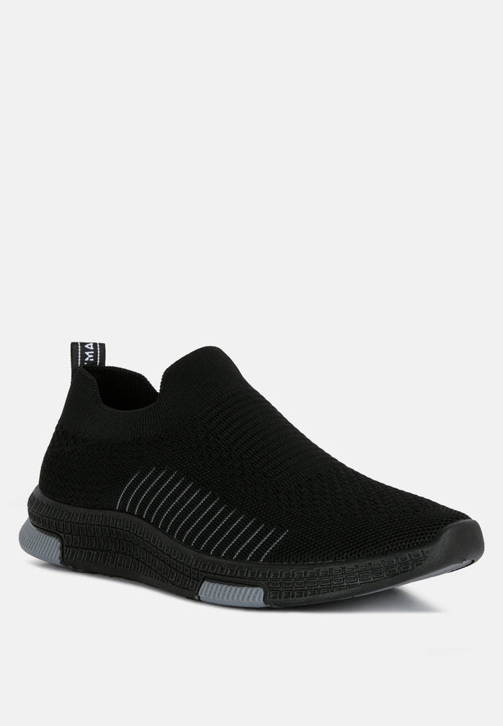 men's plumers knitted slip on walking shoes#color_black