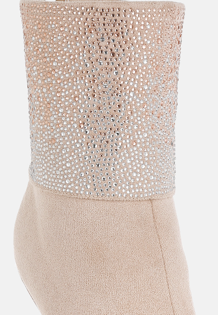 rhinestones embellished foldover boots#colour_beige
