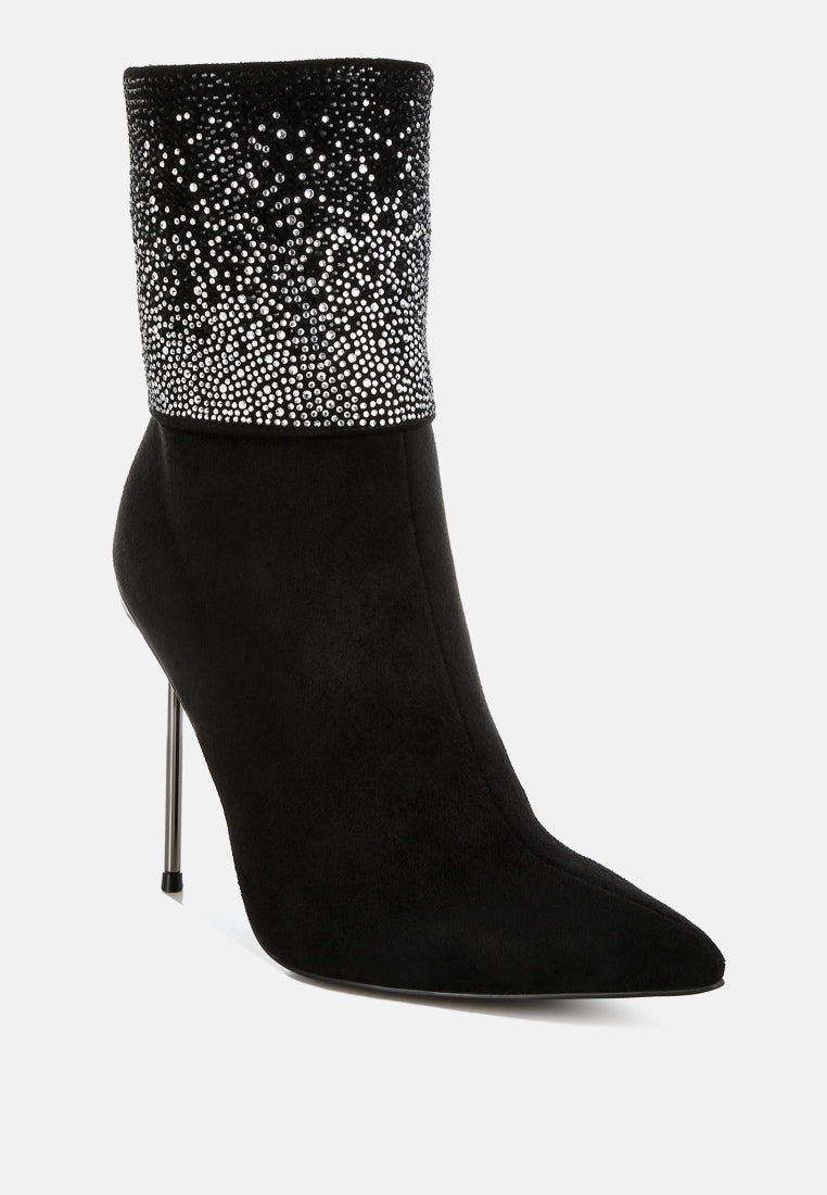rhinestones embellished foldover boots#colour_black