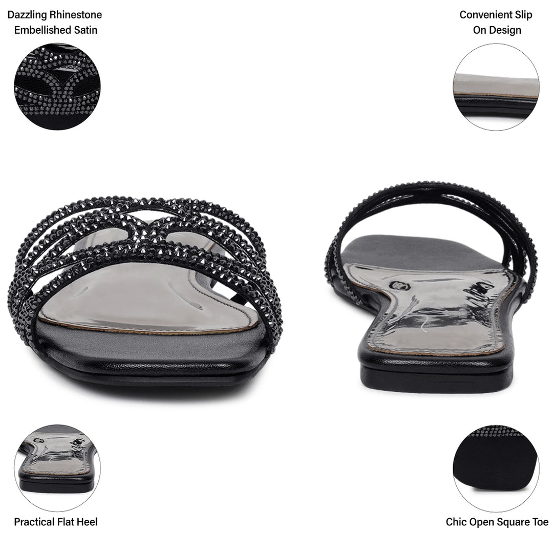 women rhinestone-embellished slip-on flats#color_black