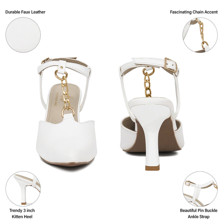 women metallic chain t strap sandals#color_white