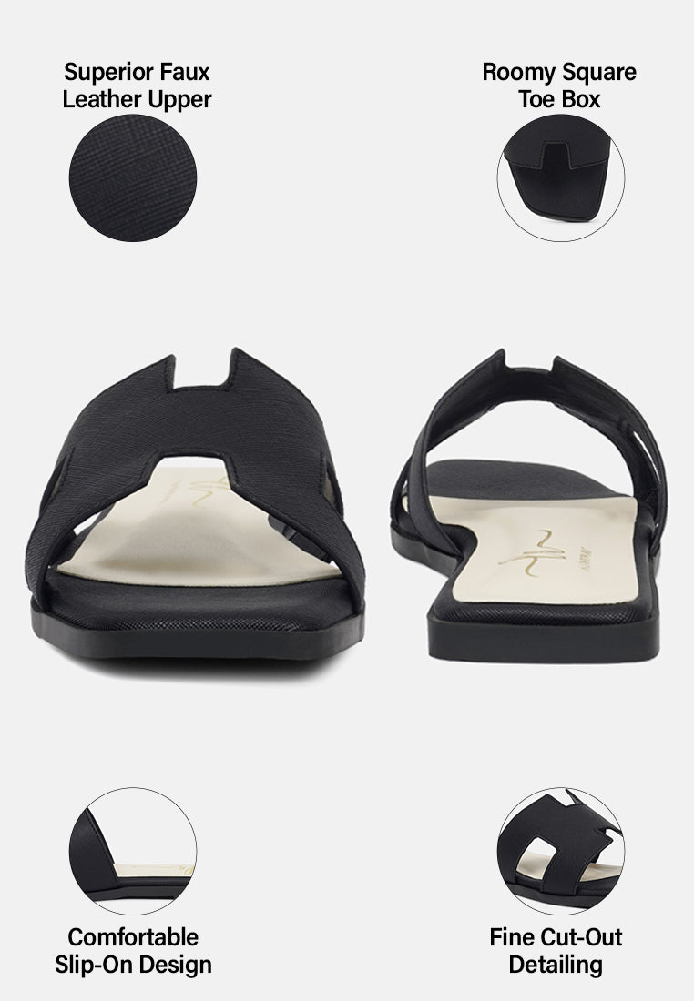 women square toe slip on flats#color_black