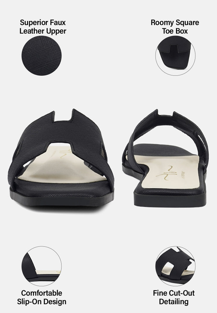 women square toe slip on flats#color_black