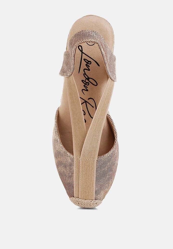 women metallic woven espadrille wedges#color_blush