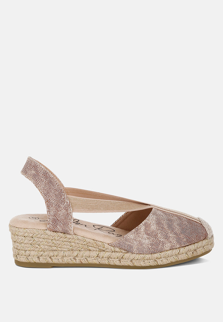 women metallic woven espadrille wedges#color_blush