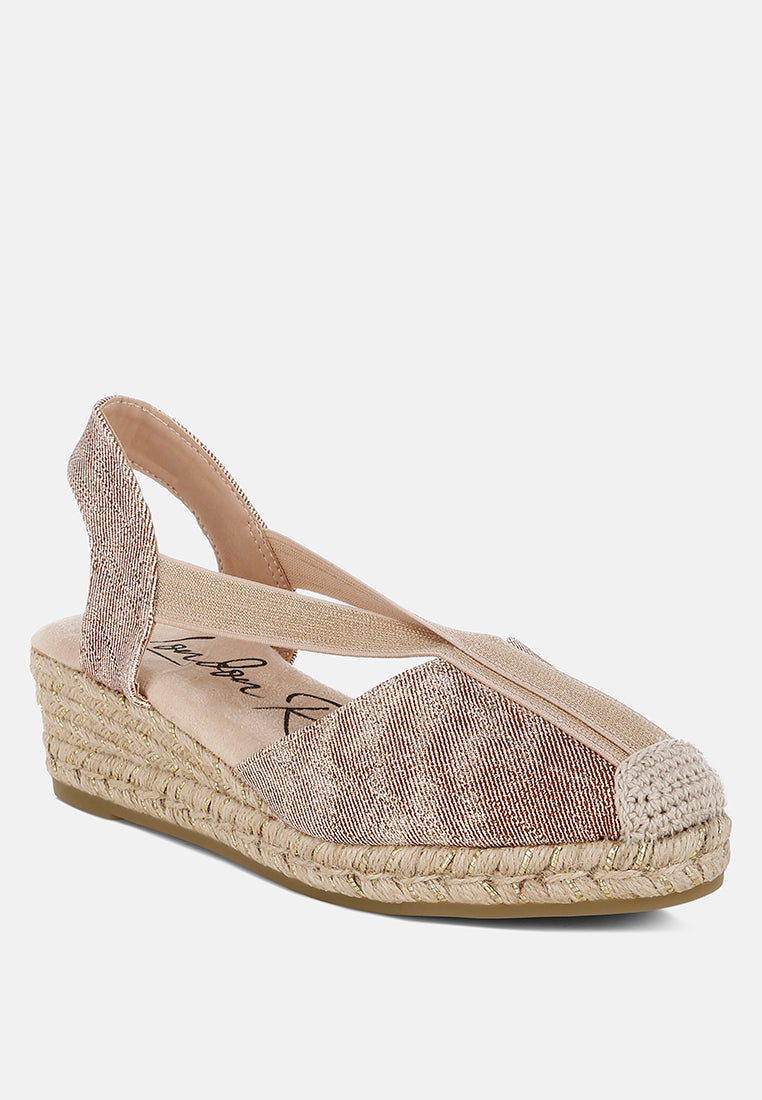 women metallic woven espadrille wedges#color_blush