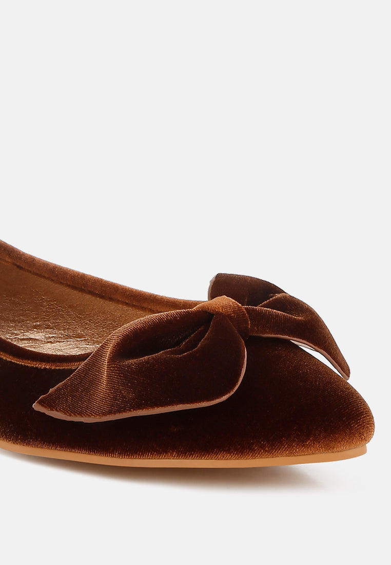 women velvet bow detail ballerinas#color_bronze
