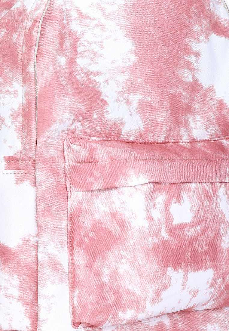 printed casual backpack#color_pink