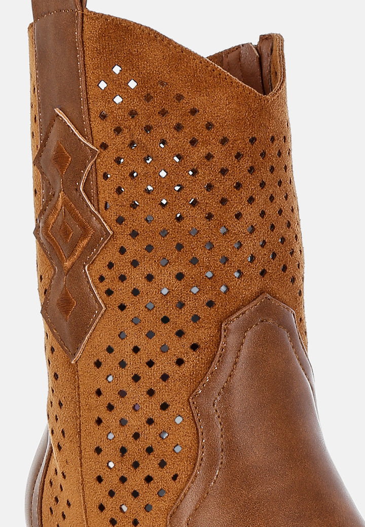 women woven cowboy boots#color_tan