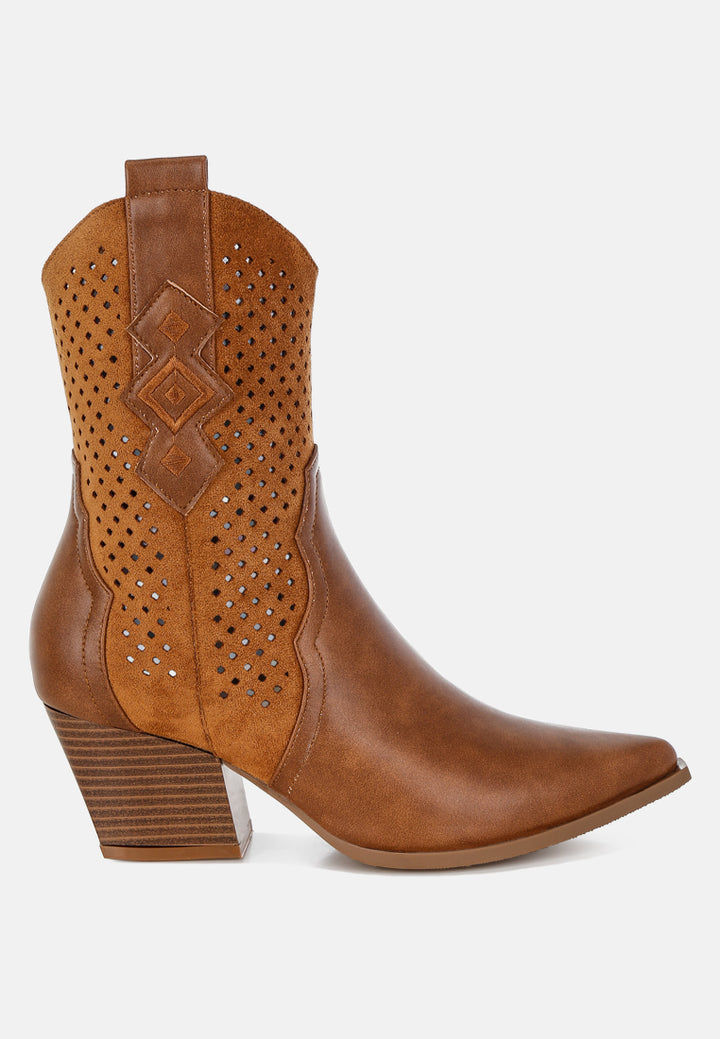 women woven cowboy boots#color_tan
