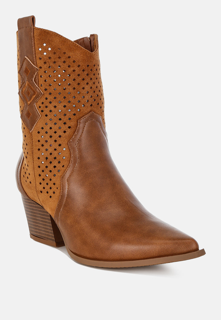 women woven cowboy boots#color_tan