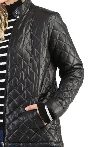 Black Puffer Jacket with Zip Closure