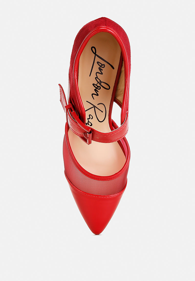 women buckle detail pump sandals#color_burgundy