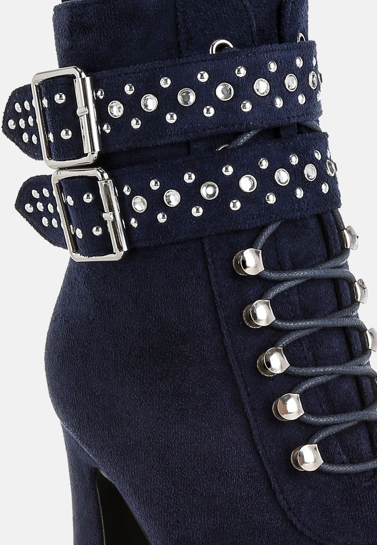 women harness detail lace up boots#color_navy