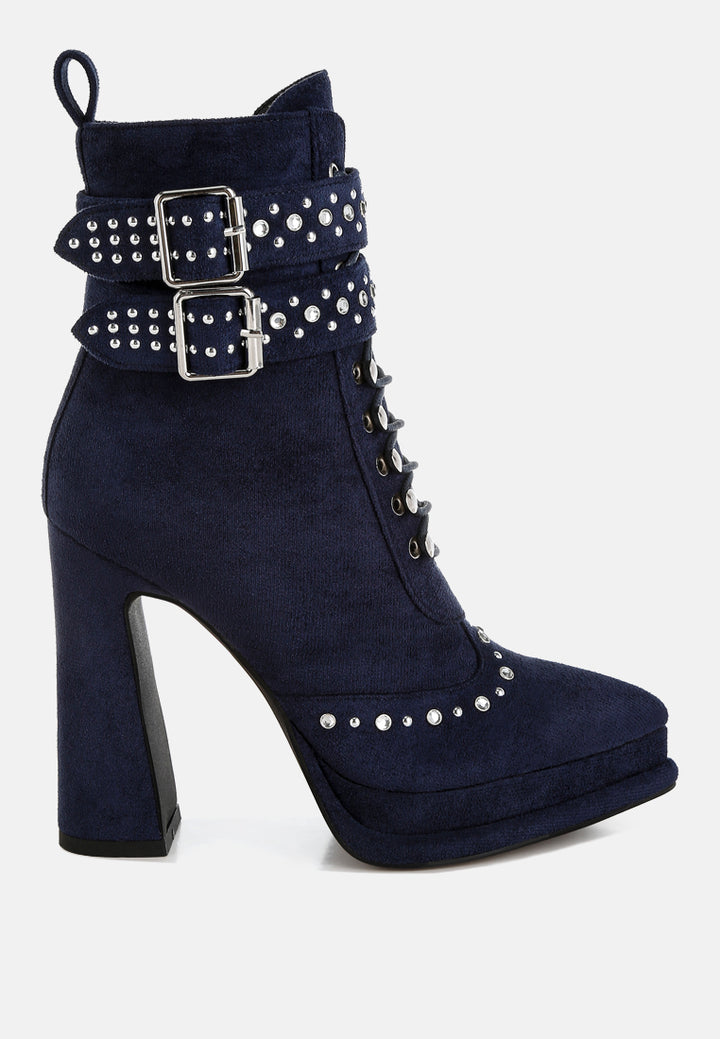 women harness detail lace up boots#color_navy