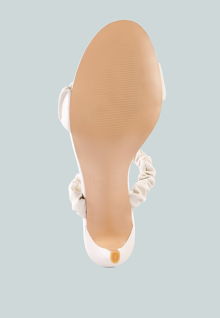 women gather straps slip-on heeled sandal#color_beige