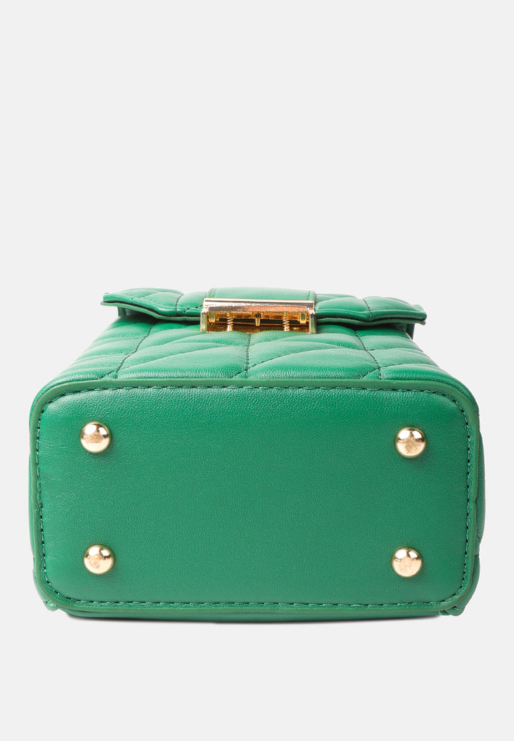 quilted faux leather bucket handbag#color_green