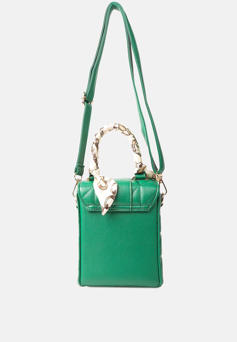 quilted faux leather bucket handbag#color_green