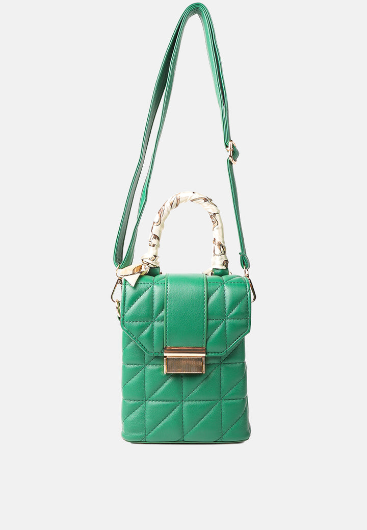quilted faux leather bucket handbag#color_green