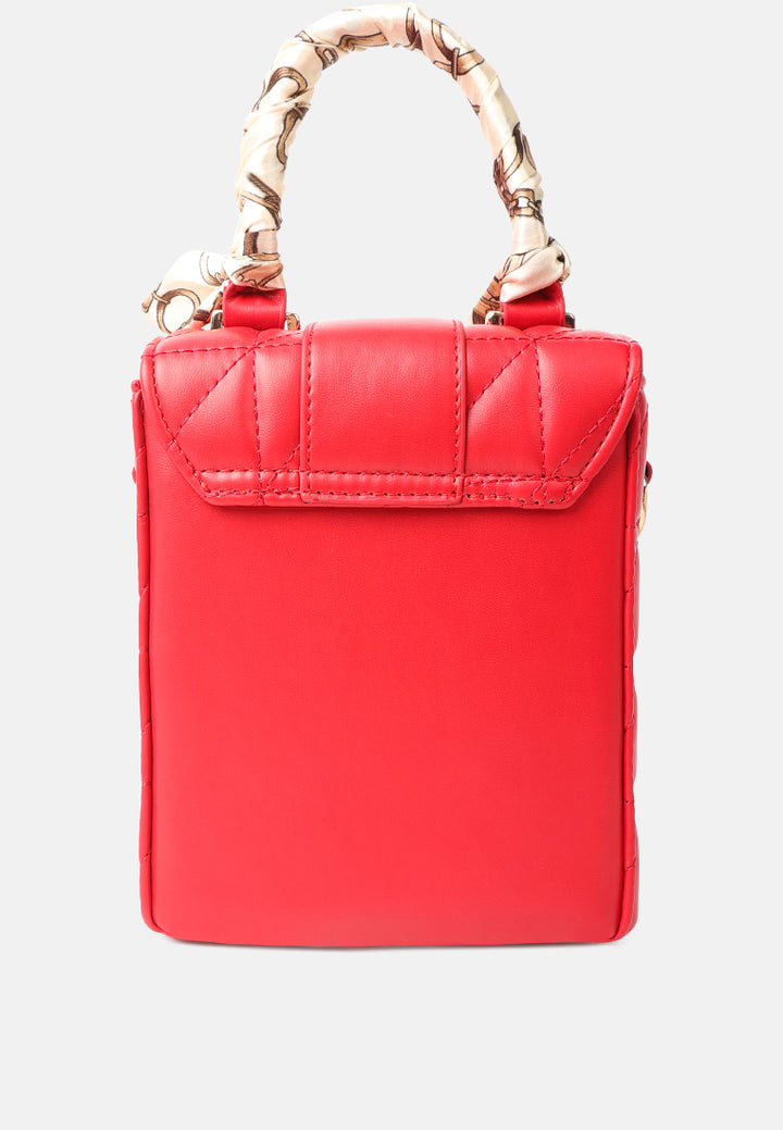 quilted faux leather bucket handbag#color_red
