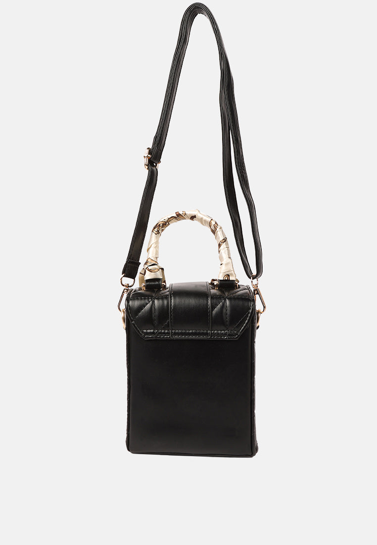 quilted faux leather bucket handbag#color_black