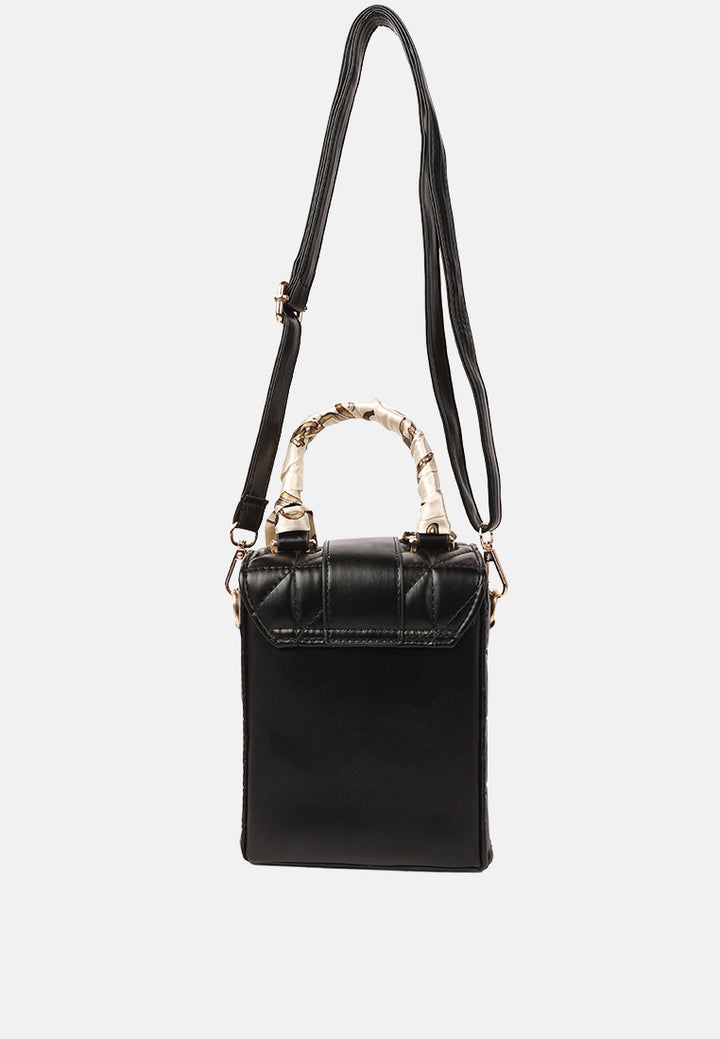 quilted faux leather bucket handbag#color_black