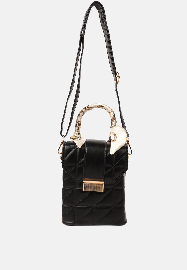 quilted faux leather bucket handbag#color_black