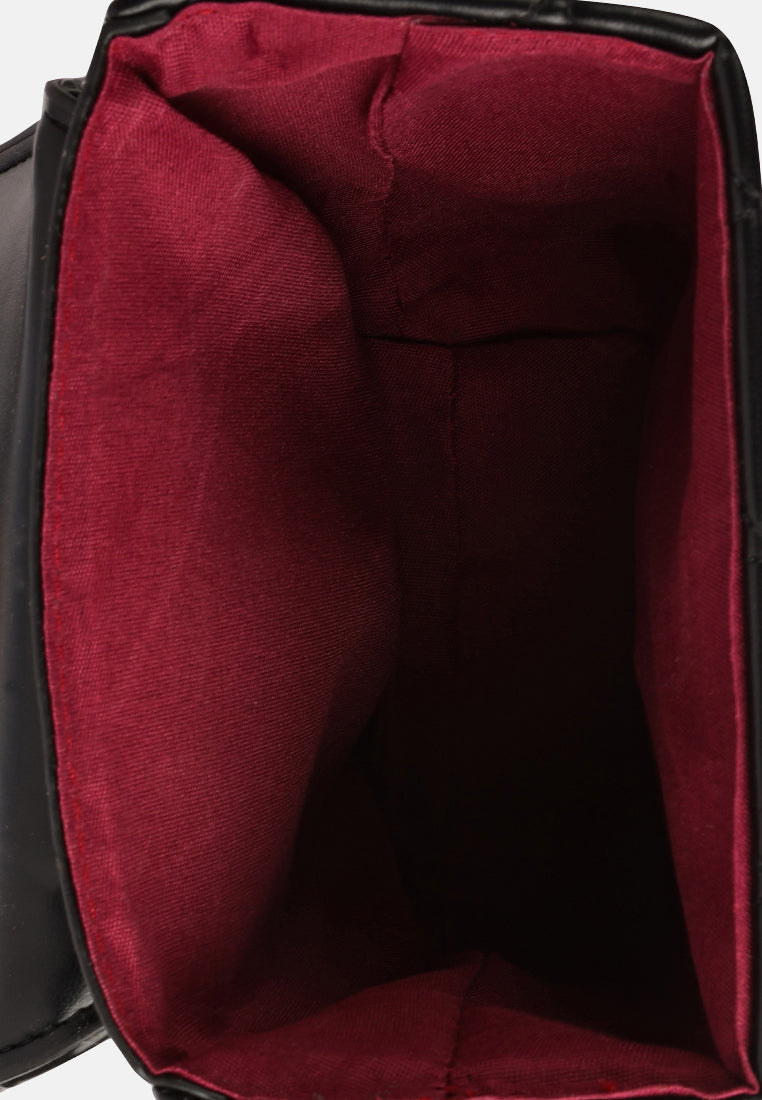 quilted faux leather bucket handbag#color_black