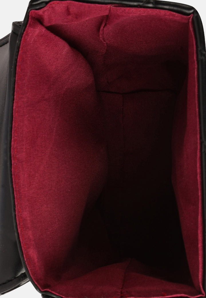 quilted faux leather bucket handbag#color_black