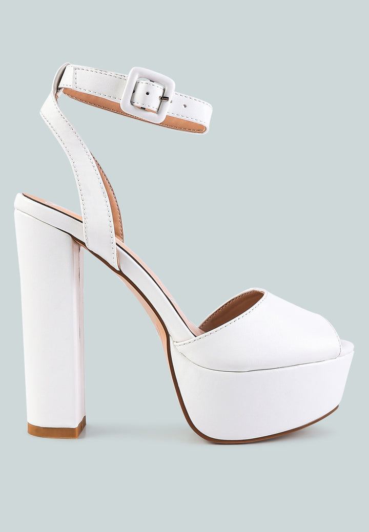 women peep-toe high platform block sandals#color_white