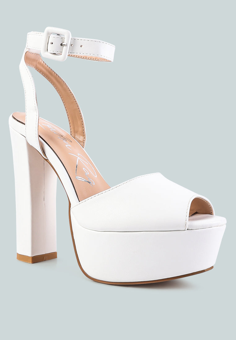women peep-toe high platform block sandals#color_white