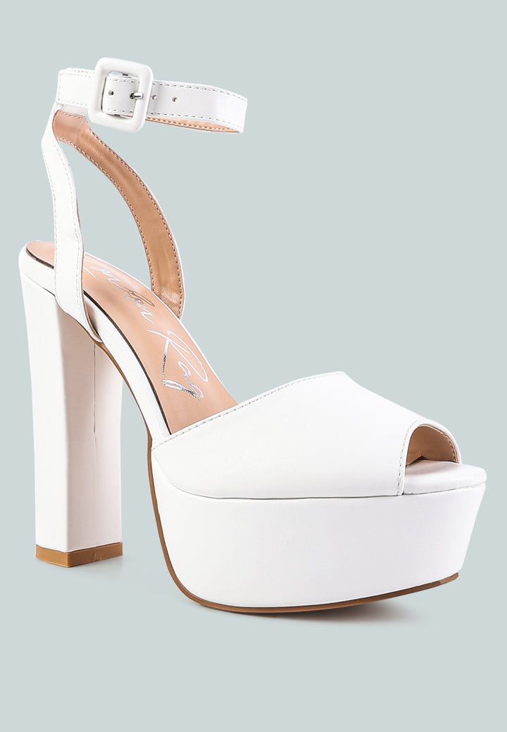 women peep-toe high platform block sandals#color_white