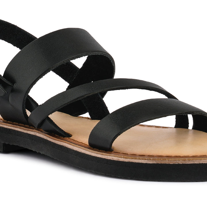 flat sandal with ankle strap#color_black