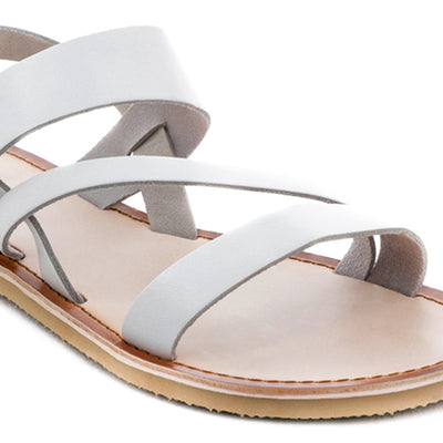 flat sandal with ankle strap#color_white