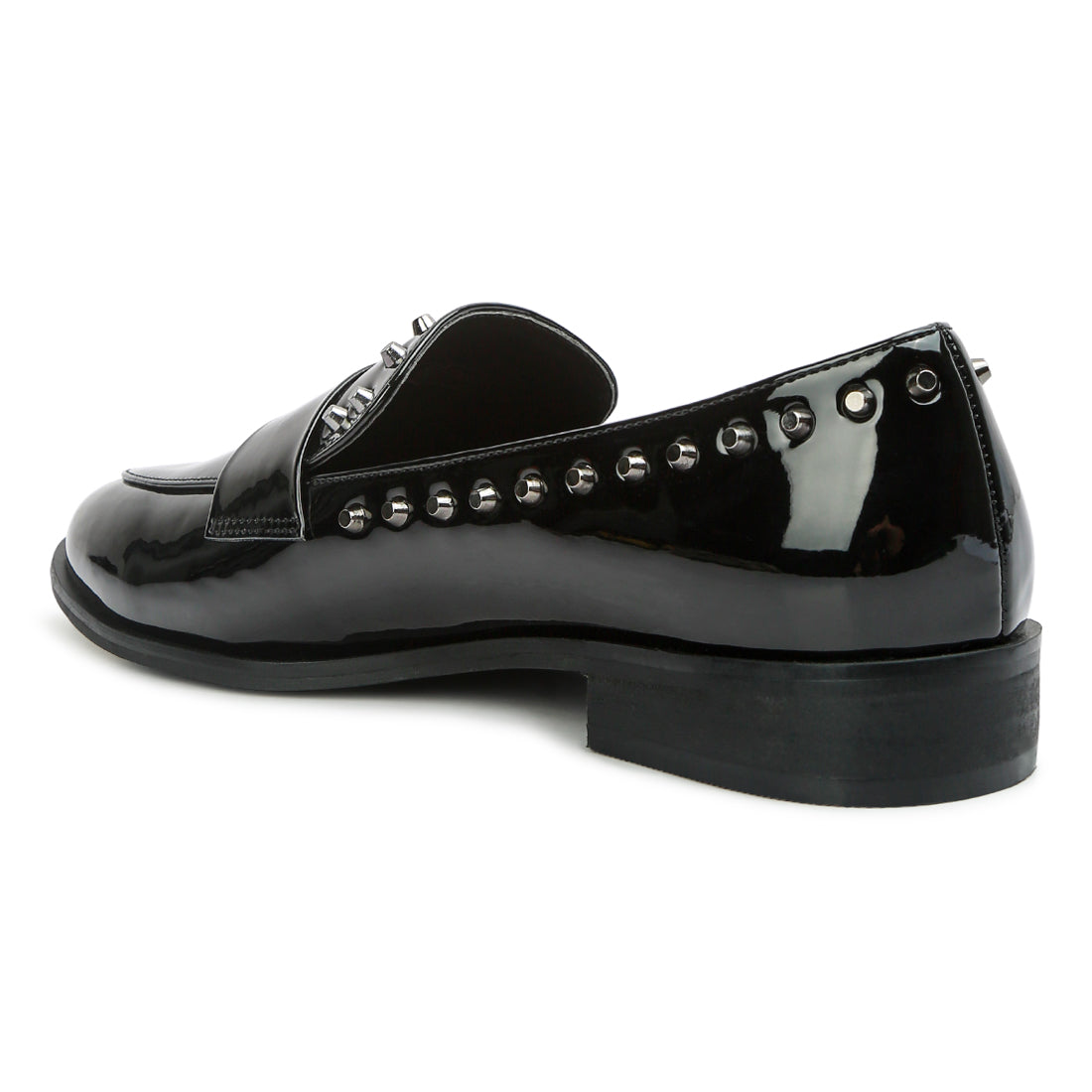 patent stud penny loafers#color_black