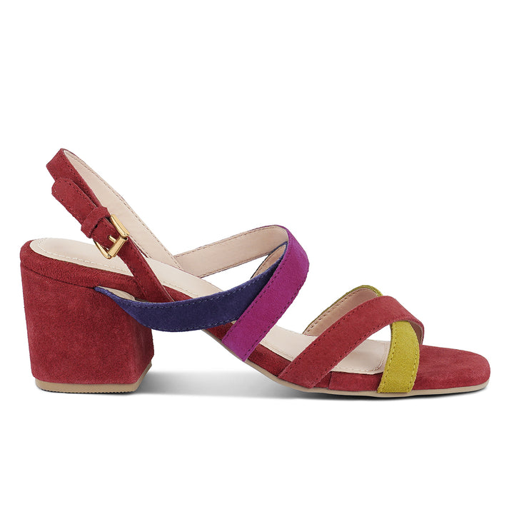 women mon lapin red high heeled block leather sandal#color_multi-red