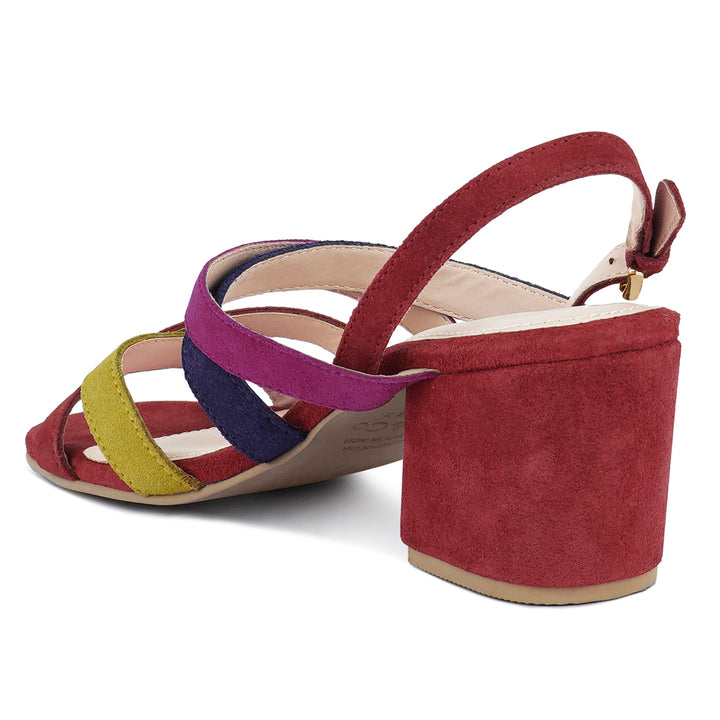 women mon lapin red high heeled block leather sandal#color_multi-red