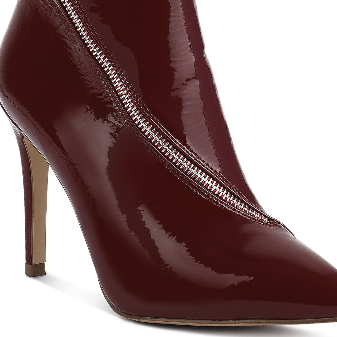 zip around calf boot#color_burgundy