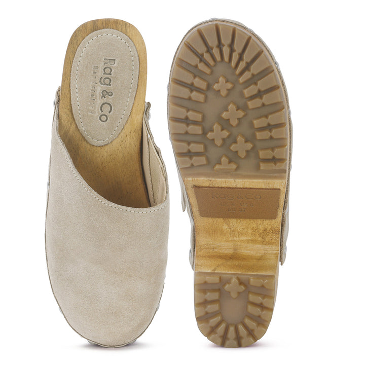 cedrus fine suede studded clogs mules#color_beige