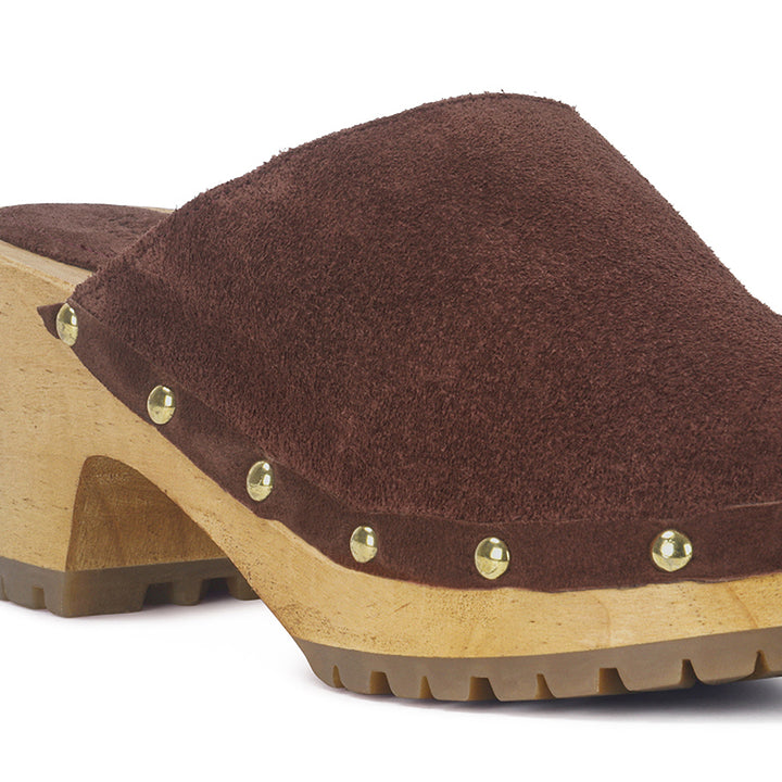 cedrus fine suede studded clogs mules#color_brown