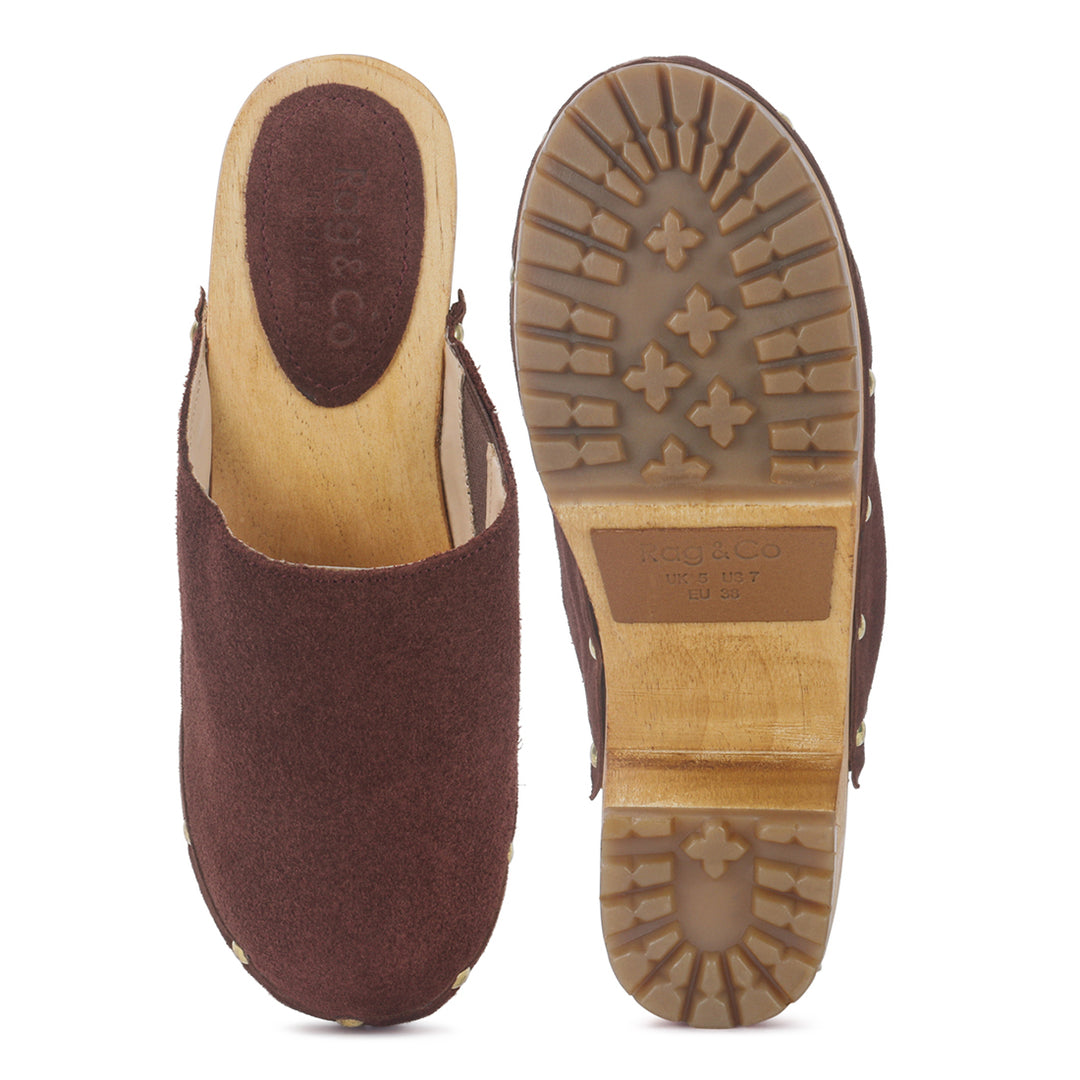 cedrus fine suede studded clogs mules#color_brown