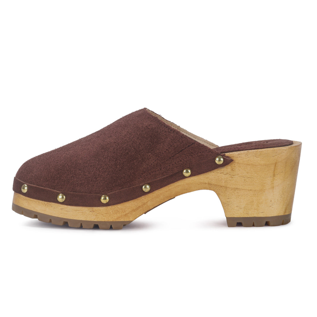 cedrus fine suede studded clogs mules#color_brown