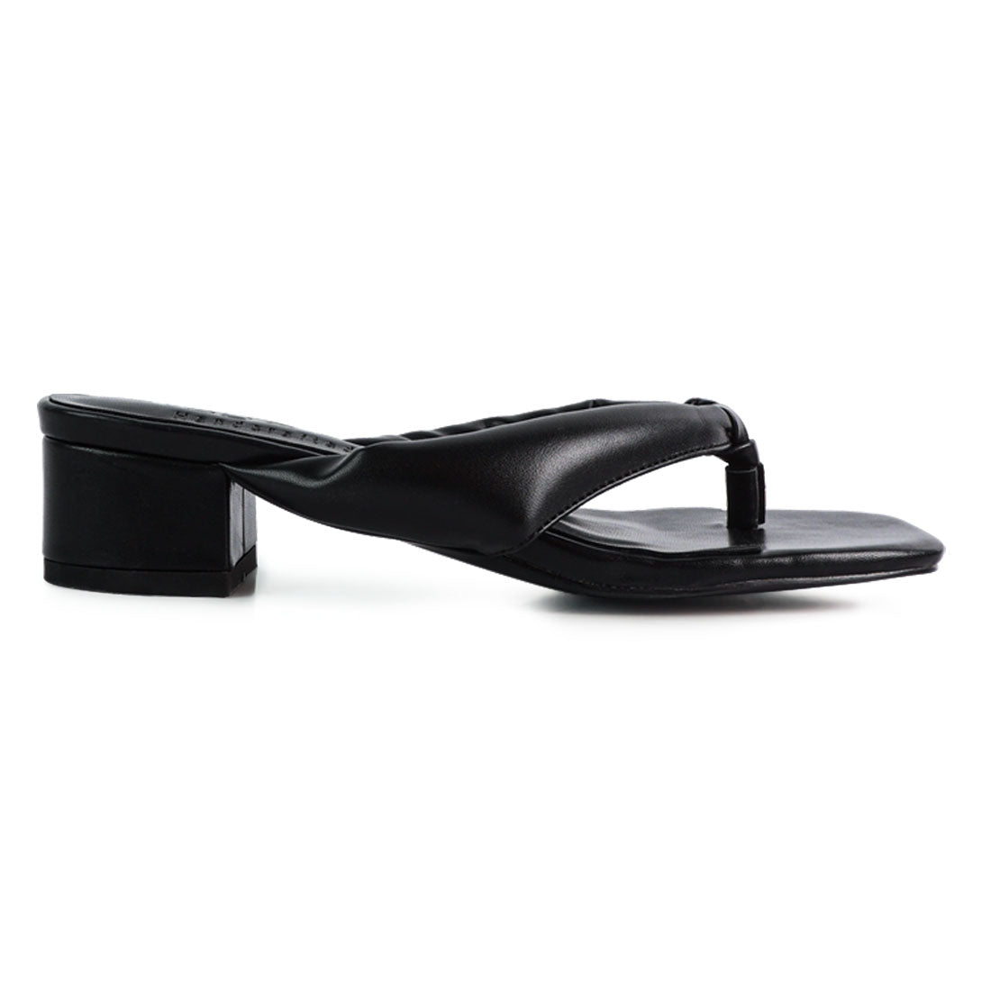 Black Low Heel Thong Sandals