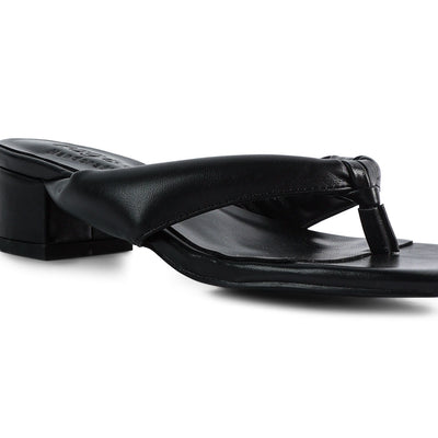 Black Low Heel Thong Sandals