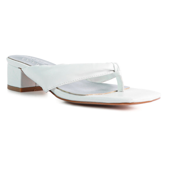 White Low Heel Thong Sandals