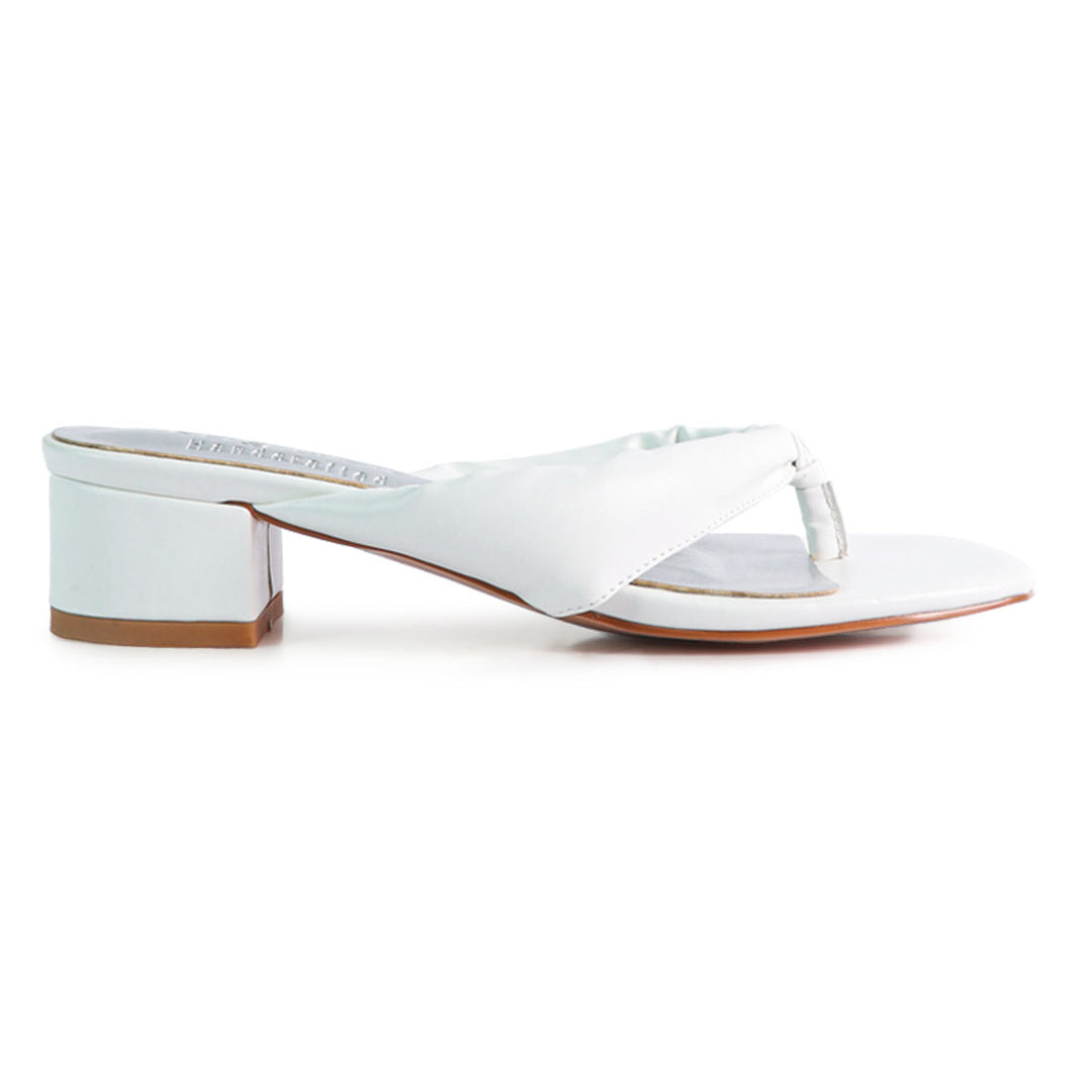 White Low Heel Thong Sandals