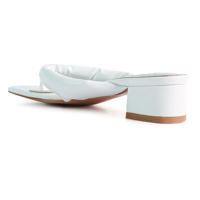White Low Heel Thong Sandals